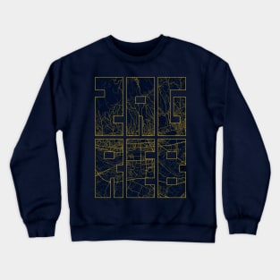 Zagreb, Croatia City Map Typography - Gold Art Deco Crewneck Sweatshirt